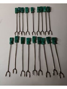 Carved Jade Stone Tiki Hors D'oeuvre Appetizer Cocktail Picks 18 pc